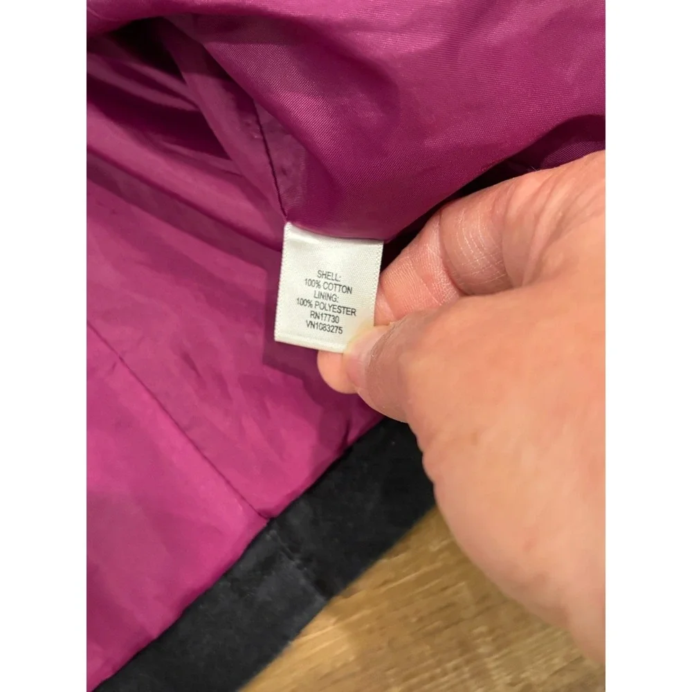Mossimo Supply vintage Lg Y2K Black corduroy Pea jacket coat Pink Lining Buttons